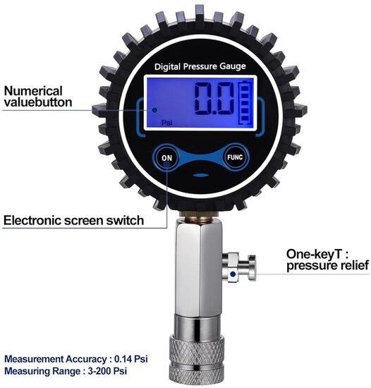 8 delig 0 tot 14 bar digitale benzine compressietester - compressiemeter - brandstofdrukmeter - druktester&nbsp;