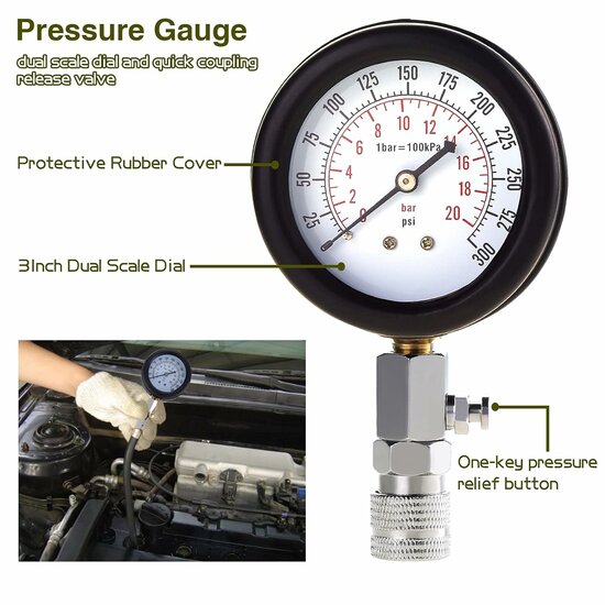 8 delig 0 tot 20 bar benzine compressietester -&nbsp; compressiemeter - drukmeter - benzinedrukmeter&nbsp;
