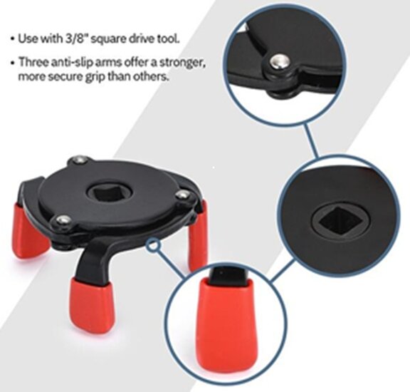 oliefilter spin 3 poot van 63.5 tot 98.5mm -&nbsp;oliefilter sleutel - filtersleutel - filterdop - oliefilterdop - oliefilter