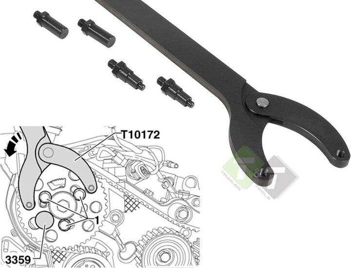 vag nokkenas blokkeersleutel verstelbaar - distributiesleutel - tijdafstelsleutel - tandwielsleutel - poeliesleutel - satra
