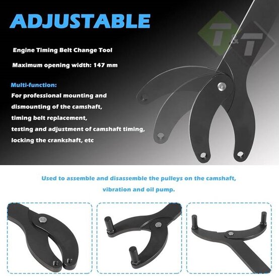 vag nokkenas blokkeersleutel verstelbaar - distributiesleutel - tijdafstelsleutel - tandwielsleutel - poeliesleutel - satra