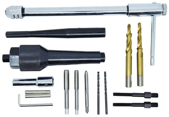 M8 en M10 gloeibougie verwijderingsset - reparatie set gloei bougies - uitboorset glowplug - uittrekset gloeibougies