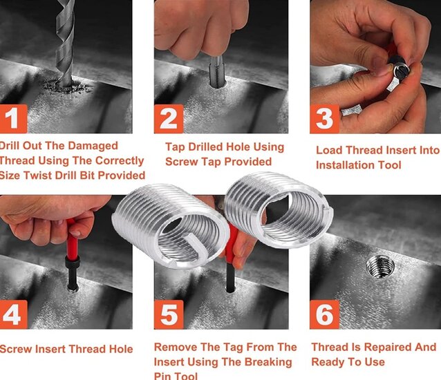 tapset m12x1.75 draadreparatie set - helicoil set - schroefdraad reparatieset - helicoils - schroefdraadherstel set