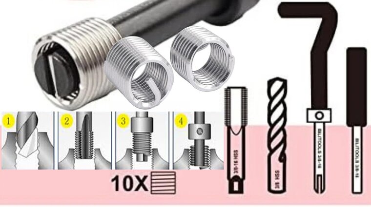 tapset m12x1.75 draadreparatie set - helicoil set - schroefdraad reparatieset - helicoils - schroefdraadherstel set