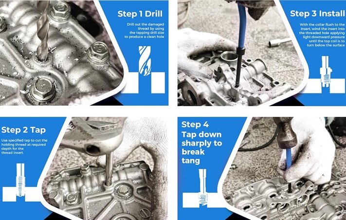 m14x1.25&nbsp;draadreparatie set - helicoil set - schroefdraad reparatieset - helicoils - schroefdraadherstel set