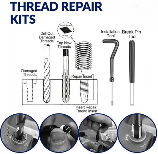 m8x1.25 draadreparatie set - helicoil set - schroefdraad reparatieset - helicoils - schroefdraadherstel set