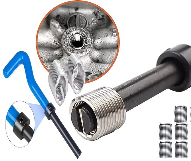 m12x1.25 draadreparatie set -&nbsp; helicoil set - tapset - schroefdraad reparatieset&nbsp;- schroefdraadtap