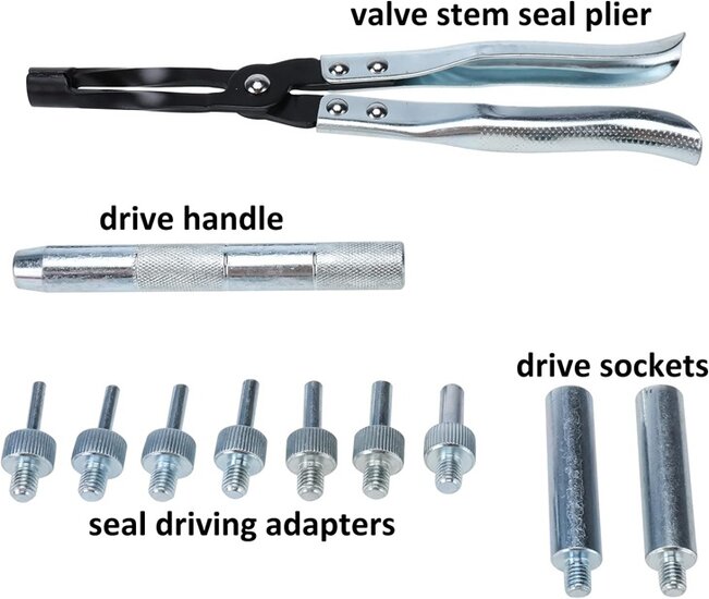 11 delig&nbsp; klepsteel afdichtrubber tang set - klepsteel afdichting set - klepstootrubber tang - kleppensealtang