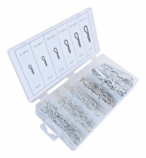 borgveerassortiment 150 delig - veersplitpennen - borgveren - r-clips - haarspeld veer - asta