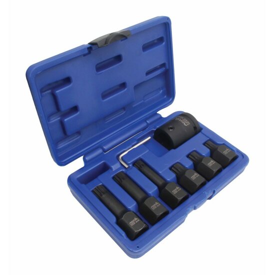 kracht spline doppen 8 delige - veeltanddop bitten set - 12 tand bit - asta