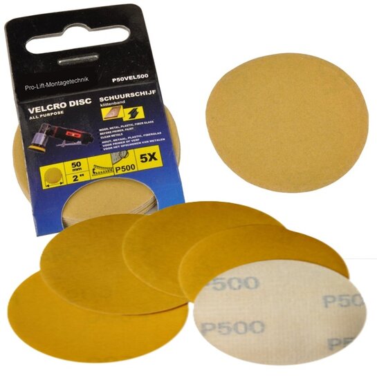 5 schuurschijven p500 voor de 50mm - schuurmachine schijven - schuurschijf - velcor schijven