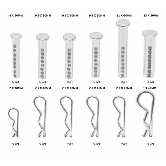 borgveerassortiment met pinnen 56 delig - veersplitpennen - borgveren - r-clips - haarspeld veer - asta