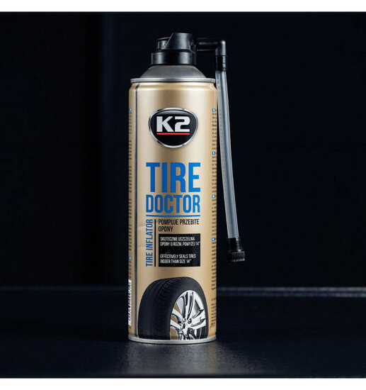 k2 bandenreparatie spray 500ml - lekke band pechspray - lege band reparatie spuitbus - dichting middel