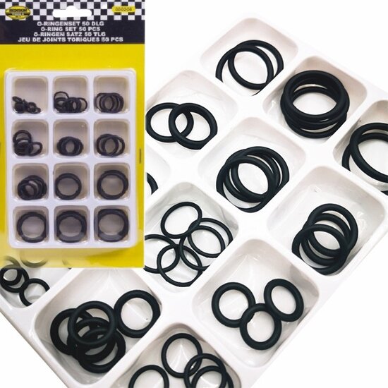 50 delig o-ringenset - o-ringen - 12 verschillende maten - afsluitringen - rubberringen