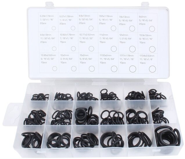270 delig o-ringen assortiment - o ringen&nbsp;verschillende maten - afdichtingsringen - rubberringen