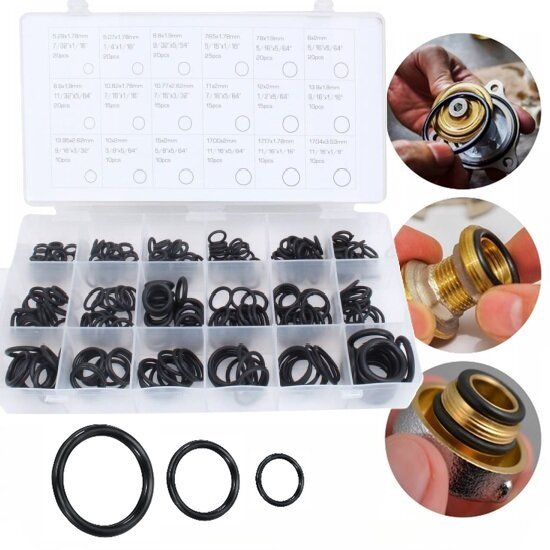 270 delig o-ringen assortiment - o ringen&nbsp;verschillende maten - afdichtingsringen - rubberringen
