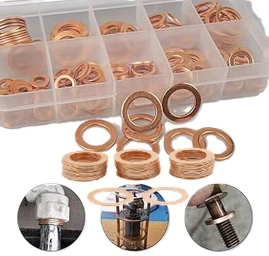 95 delig koperringenset -&nbsp;koperen ringen - koper ring - afsluitring - sluitring - afdichtingsring - oliering&nbsp;