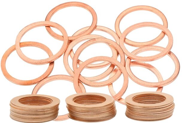150 delige koperringenset - koperring&nbsp; - koperen ringen - sluitring - afsluitring - afdichtingsring - metaalring