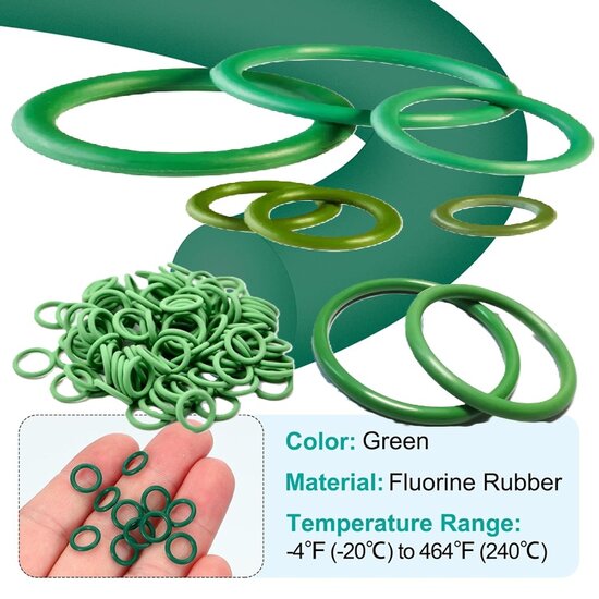 420 delig hitte bestendige o-ringen assortiment - groene o ringen - afdichtingsringen - temperatuur bestendige ringen - rubber 
