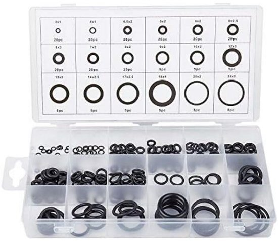 225 delig o-ringen set - o ring - rubber ringen - afdichtingsringen - afsluitringen - universele sluitringen