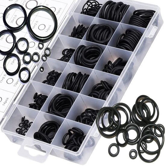 225 delig o-ringen set - o ring - rubber ringen - afdichtingsringen - afsluitringen - universele sluitringen