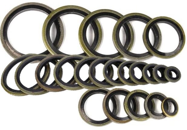 150 delige metalen en rubberen&nbsp;afsluitringen&nbsp;- metaal met rubber - afdichtingsringen - sluitringen - bonded seals