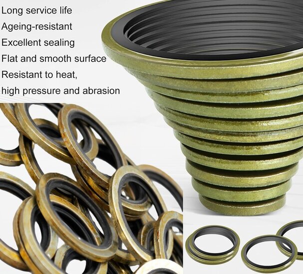 150 delige metalen en rubberen&nbsp;afsluitringen&nbsp;- metaal met rubber - afdichtingsringen - sluitringen - bonded seals