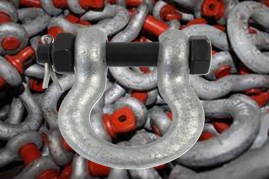 6.5 ton 25 mm harpsluiting met moerbout en splitpen - zwaar uitgevoerde harp sluting - hijsoog - wll 6500 kg ketting shackles