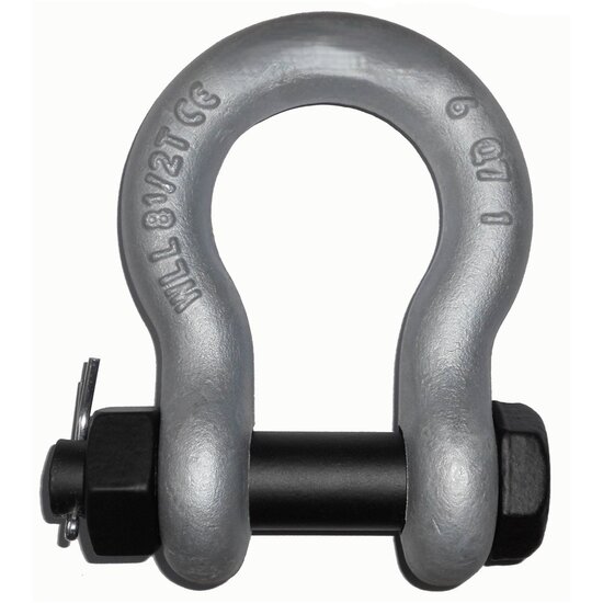6.5 ton 25 mm harpsluiting met moerbout en splitpen - zwaar uitgevoerde harp sluting - hijsoog - wll 6500 kg ketting shackles