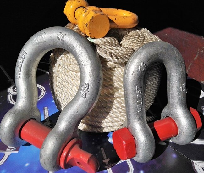 6.5 ton 25 mm harpsluiting met moerbout en splitpen - zwaar uitgevoerde harp sluting - hijsoog - wll 6500 kg ketting shackles