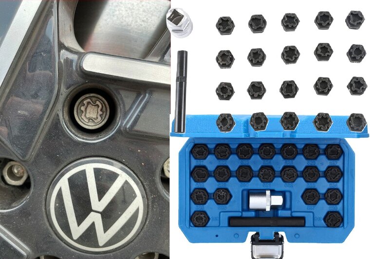 22 delige vag (de)montageset wielbouten -&nbsp;&nbsp;wielmoer slotbouten set - losmaakset borgbouten - anti diefstal bouten