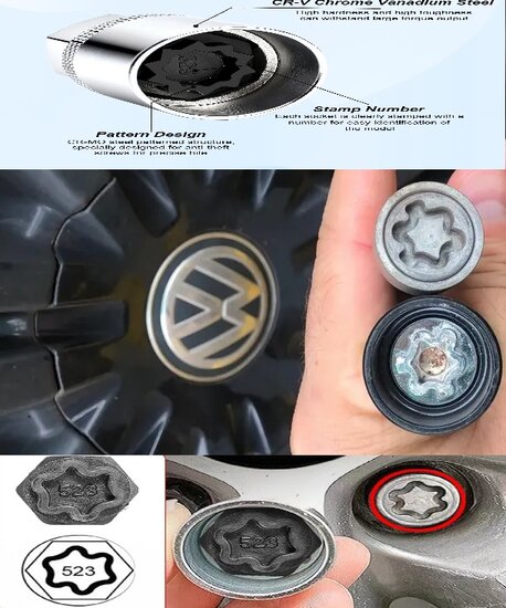 22 delige vag (de)montageset wielbouten -&nbsp;&nbsp;wielmoer slotbouten set - losmaakset borgbouten - anti diefstal bouten