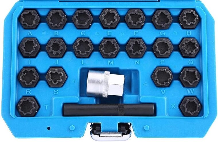 22 delige audi wielboutslot doppen - wielmoer slot sleutel set - anti wielbout demontage dop - speciale velgen dop - velgslotdo