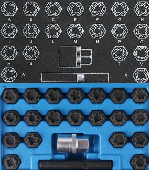 22 delige audi wielboutslot doppen - wielmoer slot sleutel set - anti wielbout demontage dop - speciale velgen dop - velgslotdo