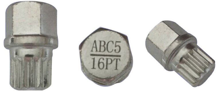 10 delige volkswagen anti diefstal slotbout doppen met abc0 t/m abc9 - wielmoer dop - veeltand demontage velgendoppen - velgen 