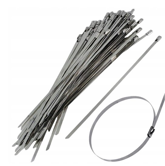 metalen kabelbinders 4.6x300mm - stalen bundelbandjes - 25 stuks - tiewrap - kabel binder - gmp