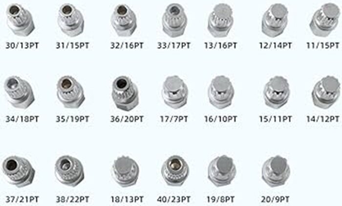 21 delige bmw veeltand en groftand anti diefstal wielbout doppen- wielmoer slotdoppen - slotbout dop - velgen doppen