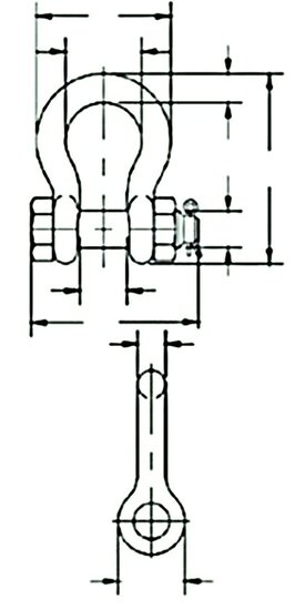 6,5 ton 25 mm zware d sluiting met borstbout - ketting sluiting - schakelsluiting wll 6500 kg - d beugel - treksluiting