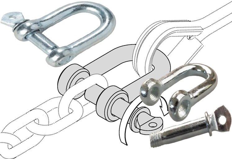 16 mm verzinkte d sluiting met borstbout - kettingsluiting - schakelsluiting - treksluiting - koppelsluiting