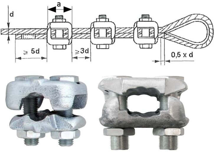 12 mm verzinkte staaldraadklem type deka&nbsp; - draadklem - staalkabelklem - persklem - kabelklem&nbsp;