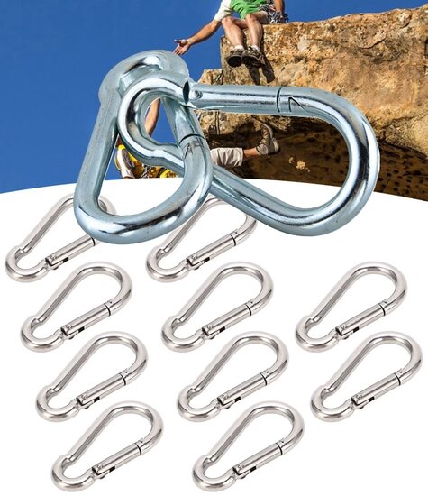 8 mm x 80 mm karabijnhaak - musketonhaak - carabiner - werkhaak - karabijn haak - veiligheidshaak - festonhaak