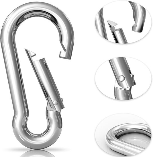 8 mm x 80 mm karabijnhaak - musketonhaak - carabiner - werkhaak - karabijn haak - veiligheidshaak - festonhaak