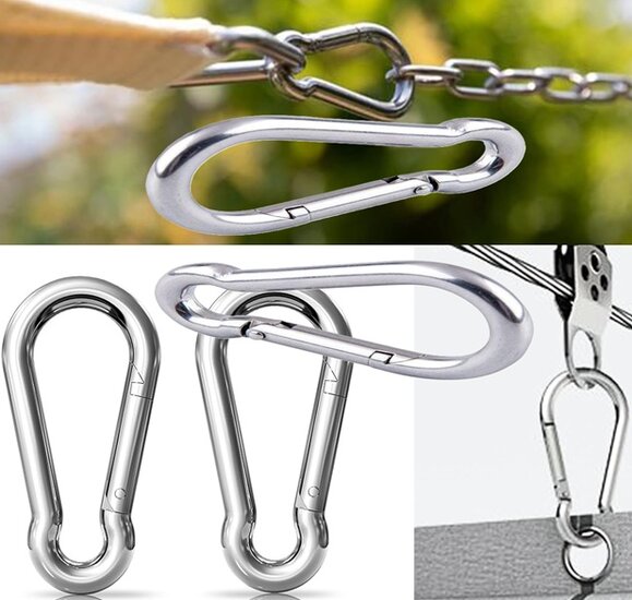 8 mm x 80 mm karabijnhaak - musketonhaak - carabiner - werkhaak - karabijn haak - veiligheidshaak - festonhaak