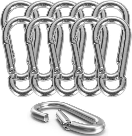7 mm x 70 mm karabijnhaak - musketonhaak - carabiner - werkhaak - karabijn haak - veiligheidshaak - festonhaak