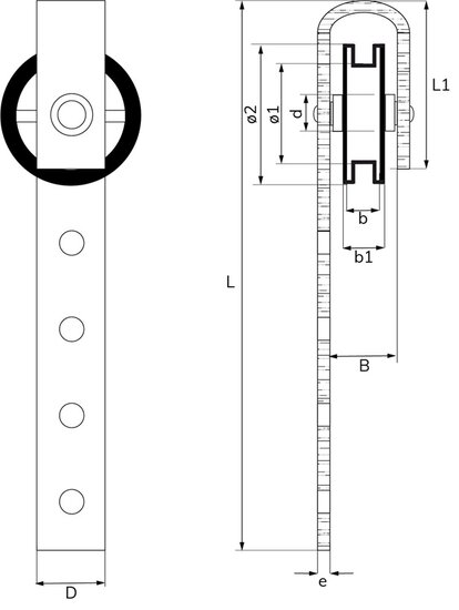 75 mm hangkatrol - rail katrol - hangdeurkatrol&nbsp;- schuifdeurkatrol - schuifdeur katrollen - hangrailkatrol&nbsp;