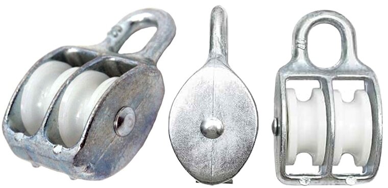 8 mm diameter kabel 250&nbsp;kg belasting katrol dubbel wiel nylon - Kabelkrol - draadkabelblok - hangkatrol - geleide wiel