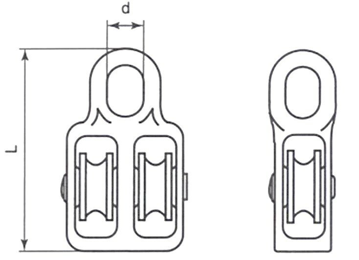 7 mm diameter kabel 230&nbsp;kg belasting katrol dubbel wiel nylon - Kabelkrol - draadkabelblok - hangkatrol - geleide wiel&amp;#