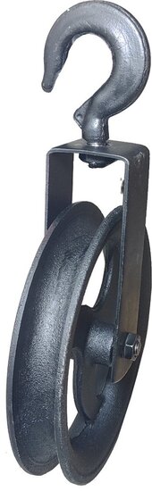 220 mm diameter wiel&nbsp;hijshaak - katrol met haak - decoratie katrol - sierkatrol - hijskatrol