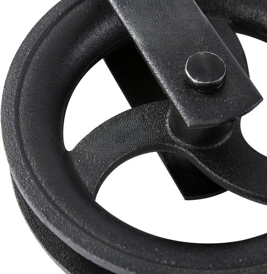 220 mm diameter wiel&nbsp;hijshaak - katrol met haak - decoratie katrol - sierkatrol - hijskatrol