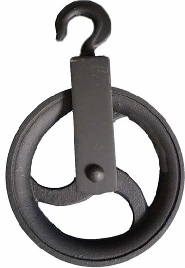 220 mm diameter wiel&nbsp;hijshaak - katrol met haak - decoratie katrol - sierkatrol - hijskatrol